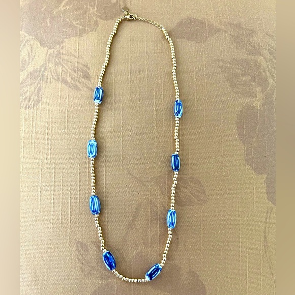 Heinen Delfts Blauw Blue and White and Gold Beaded necklace- NWT - Picture 2 of 8